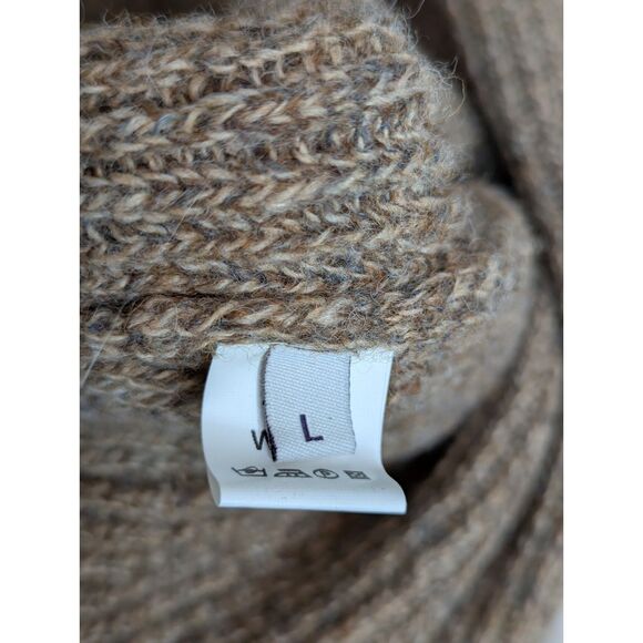 Lochaven of Scotland Wool Mens Full Zip Sweater Sz L Elbow Patch Fisherman Brown - Picture 8 of 9